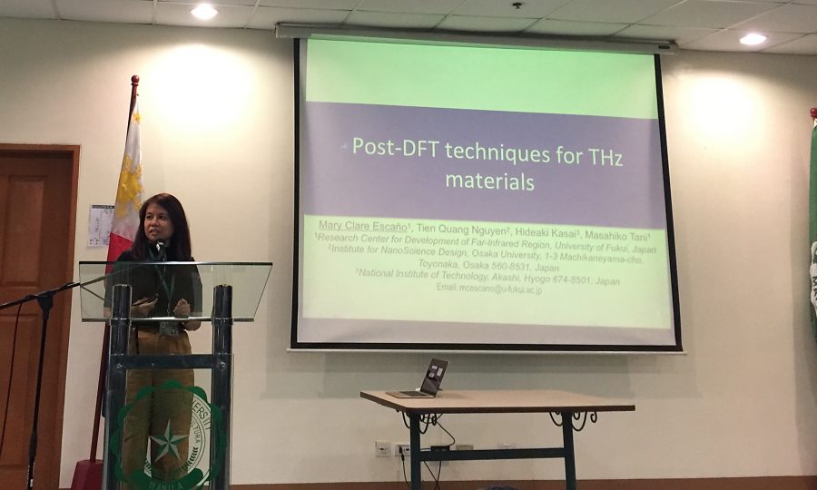 Dr. Escaño of Fukui University gives a lecture on Post-DFT Techniques for THz Materials on December 11, 2019