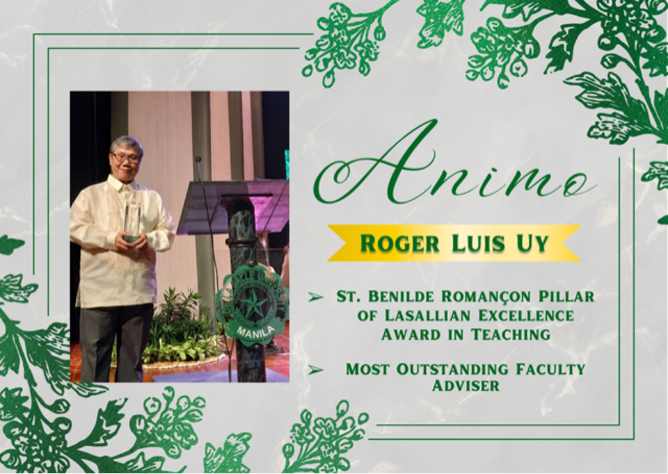 Celebrating Excellence:  Roger Luis Uy Honored with St. Benilde Romancon Pillar of Lasallian Excellence Award